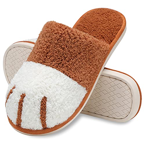 MAXTOP Niedliche Tier Hausschuhe Damen Weiche Plüsch Katze Pfote Hausschuhe mit gemütlichen Memory Foam Slip-on Indoor Outdoor Hausschuhe Kreative Geschenke Damen Herren von MAXTOP