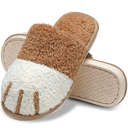 MAXTOP Niedliche Tier Hausschuhe Damen Weiche Plüsch Katze Pfote Hausschuhe mit gemütlichen Memory Foam Slip-on Indoor Outdoor Hausschuhe Kreative Geschenke Damen Herren von MAXTOP