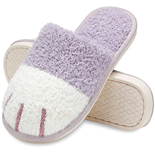 MAXTOP Niedliche Tier Hausschuhe Damen Weiche Plüsch Katze Pfote Hausschuhe mit gemütlichen Memory Foam Slip-on Indoor Outdoor Hausschuhe Kreative Geschenke Damen Herren von MAXTOP