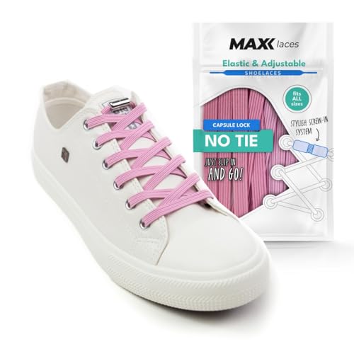 MAXX laces - Elastische Schnürsenkel ohne binden mit Metallkapseln flache Schuhbänder mit Schnellverschluss bunt für Kinder Erwachsene für Sneaker, Laufschuhe, Sporschuhe (old rose) von MAXX laces