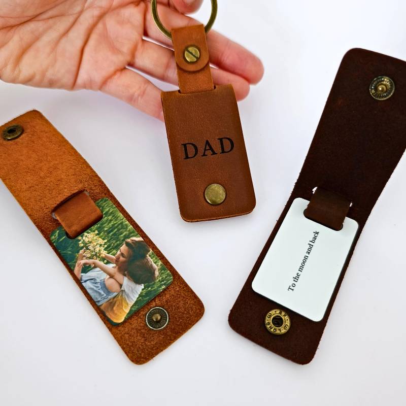 Personalisierter Foto-Schlüsselanhänger Aus Echtem Leder - Graviertes Herrengeschenk Großvatertag Geburtstagsgeschenk Hochzeitsgeschenk von MAYANstudioFR