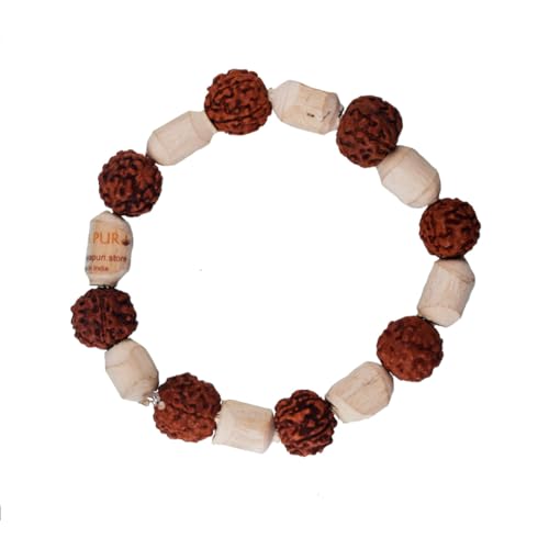MAYAPURI Tulsi Rudraksha Bracelet 5 Mukhi Rudraksha Bracelet for Men and Women Combo (Pack of 2) von MAYAPURI