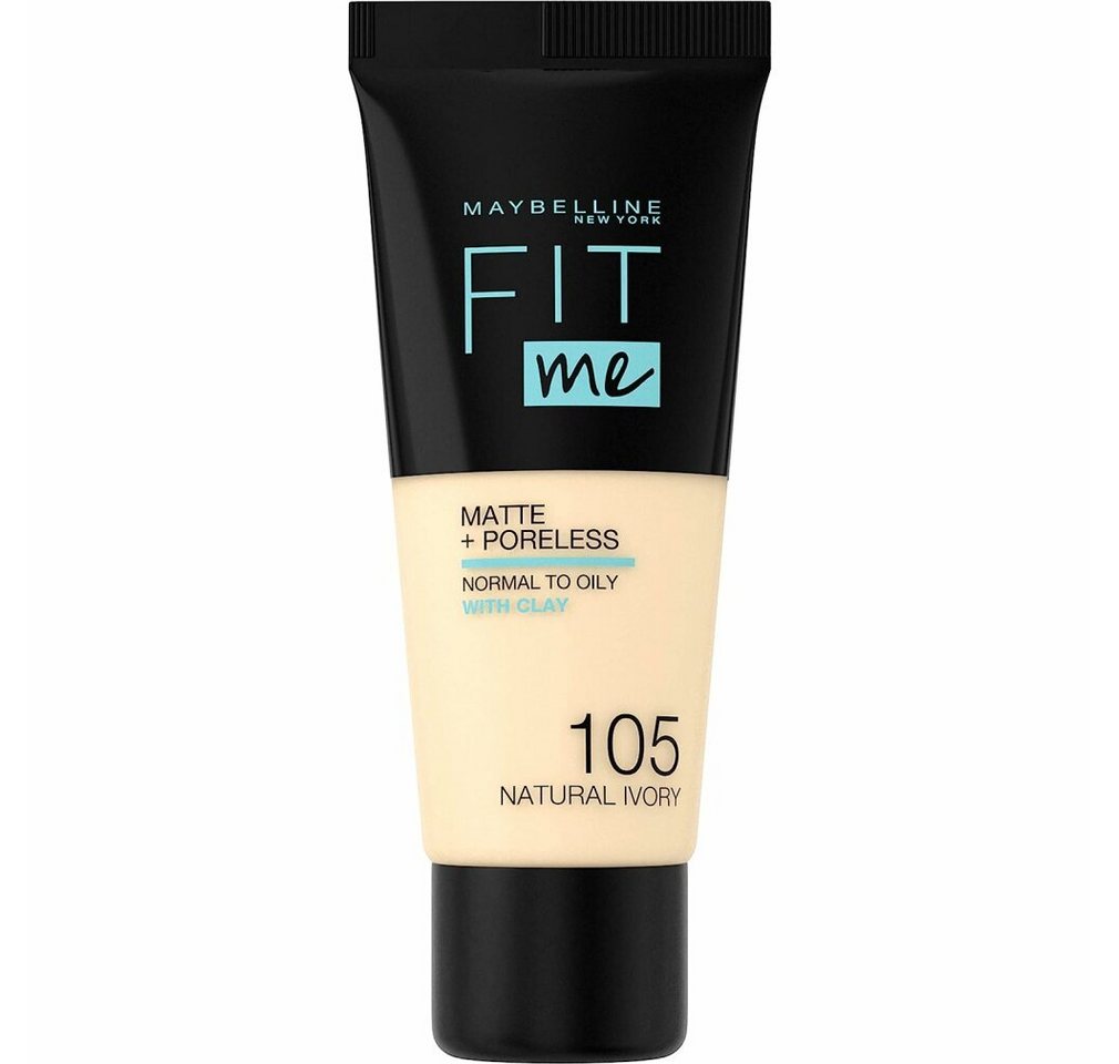 MAYBELLINE NEW YORK Foundation Fit Me Matte + Poreless Liquide Foundation 105 Natural Ivory 30ml von MAYBELLINE NEW YORK