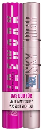 Bundle of Maybelline New York Schwarze Lash Sensational Firework Mascara, Very Black, 10 ml + Maybelline New York Wasserfeste, Lash Sensational Sky High Mascara, Black Waterproof, 6 ml von MAYBELLINE