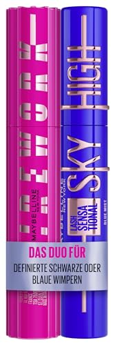 Bundle of Maybelline New York Schwarze Lash Sensational Firework Mascara, Very Black, 10 ml + Maybelline New York Wimperntusche, Lash Sensational Sky High Mascara, Blau, 7.2 ml von MAYBELLINE