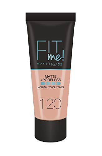 Maybelline New-York Foundation Fluide Fit Me Matte & Poreless Foundation für normale bis fettige Haut, Farbton 120 Natural Beige, 30 ml von MAYBELLINE