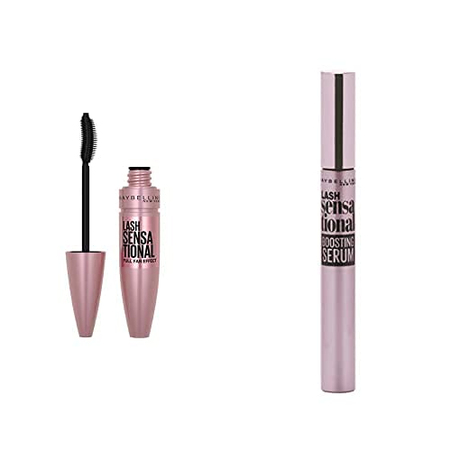 Maybelline New York Augen-Make-up Set, Wimperntusche Lash Sensational Full Fan Effect, Wimpernserum Lash Sensational Boosting Serum und Augen Make-up Entferner, Auch für wasserfestes Make-up, 3-teilig von MAYBELLINE