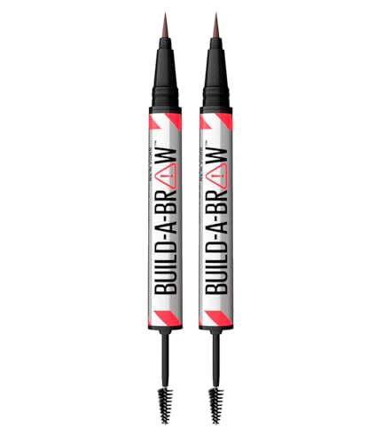 Maybelline New York Build-A-Brow 2in1 Wasserfester Augenbrauenstift mit 24h Fixiergel Vegan Formel Farbe 260 Deep Brown - 2er Set von MAYBELLINE