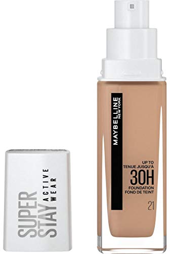 Maybelline New-York – Flüssiger Teint, langanhaltend, ohne Übertragung, hohe Deckkraft – Superstay Active Wear 30h – Farbton Nude Beige (21), Inhalt: 30 ml von MAYBELLINE