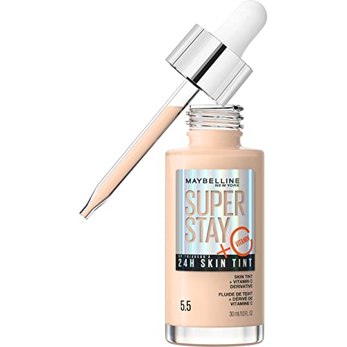 Maybelline New York Foundation, Langanhaltendes Make-Up mit Vitamin C, Vegane Formel, Super Stay Skin Tint, Nr. 5.5 von MAYBELLINE