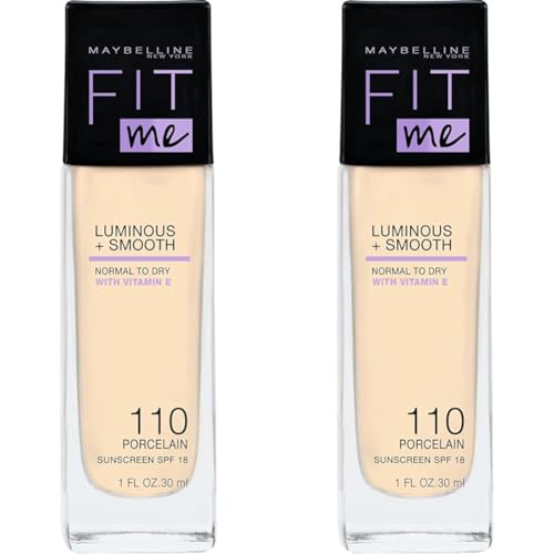 Maybelline New York Make Up, Fit Me! Foundation mit LSF18, Für makellose Haut, Alle Hauttypen, Nr. 110 Porcelain, 30 ml (Packung mit 2) von MAYBELLINE