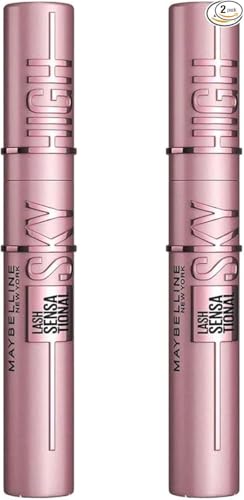 Maybelline New York Mascara Sensationelle Wimpern Sky High, Volumen und Verlängerung, definiert, gebogen und vielfach, Schwarz, 2 Stück von MAYBELLINE