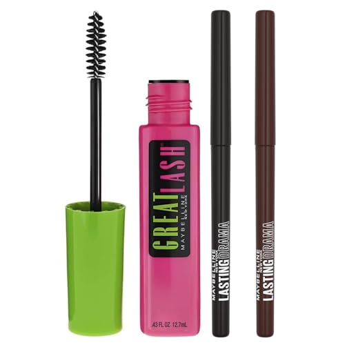 Maybelline New York - Routine Make-up Intensiver Blick: Duo Lasting Drama Eyeliner 36h Sugar & Black Out + Great Lash Mascara Blackest-Black von Maybelline New York