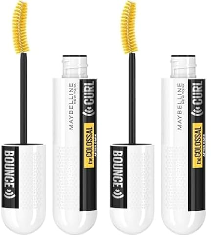 Maybelline New York Schwarze Wimperntusche für 24h Schwung und Volumen, Mit Memory Curl Formel, Colossal Curl Bounce Mascara, After Dark, 1 x 10 ml (Packung mit 2) von MAYBELLINE
