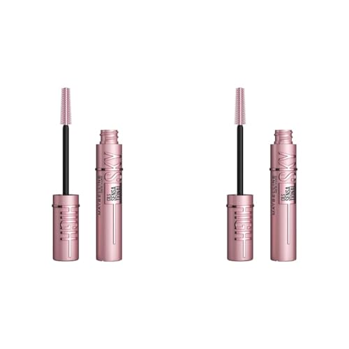 Maybelline New York Schwarze Wimperntusche für extrem lange Wimpern, Lash Sensational Sky High Mascara, Very Black, 7,2 ml (Packung mit 2) von MAYBELLINE