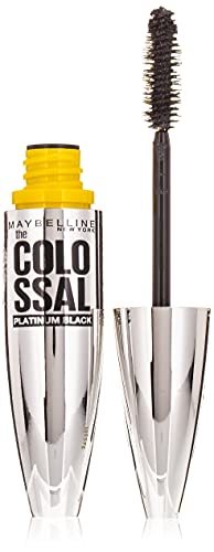 Maybelline New York Schwarze Wimperntusche mit Collagen für voluminöse Wimpern in nur einem Auftrag, Volum' Express The Colossal Platinum Mascara, Black, 1 x 10,7 ml von MAYBELLINE