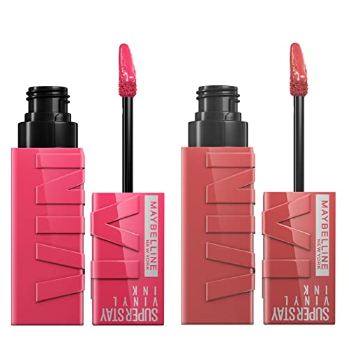 Maybelline New York SuperStay Vinyl Ink Lip Tint Bright Color 35 Cheeky + SuperStay Vinyl Ink Color 20 Coy Finish Luminous – 2 Lippenstifte mit Präzisionsapplikator von MAYBELLINE