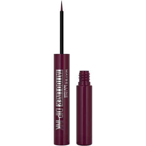 Maybelline New York Tattoo Liner Dip-Ink 103 Burgundy Boost – flüssiger Eyeliner in Dunkelrot mit Flex-Ink-Technologie und bis zu 36 Stunden Halt, 3.5 ml von MAYBELLINE
