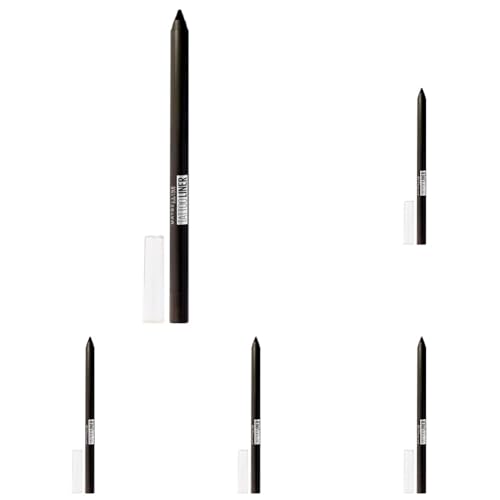 Maybelline New York Wasserfester Eyeliner mit wischfester, farbintensiver Gel-Textur, Tattoo Liner Gel Pencil, Nr. 900 Deep Onyx (Schwarz), 1 Stück (Packung mit 5) von MAYBELLINE