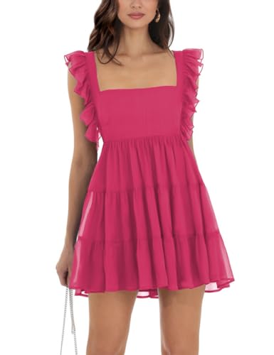 MAYFASEY Damen Ärmellos Kleid Minikleid Quadratische Ausschnitt Casual Sommer Einfarbig Kleid Freizeitkleid Strandkleid Partykleid, Rose, S MAYFASEY Damen Ärmellos Kleid Minikleid Quadratische Ausschnitt Casual Sommer Einfarbig Kleid Freizeitkleid Strandkleid Partykleid, Rose, S von MAYFASEY