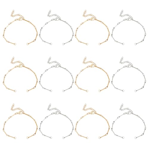 MAYJOYDIY 12 Stück 2 Farben Gold Silber 304 Edelstahl Kettenarmband 16cm Verstellbare Armbandketten Mit Karabinerverschluss Für Damen DIY Armbänder Schmuckherstellung Modische Geschenkidee von MAYJOYDIY