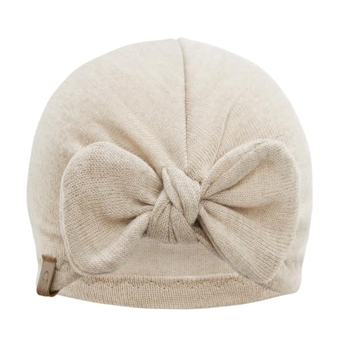 MAYLILY - Baby Turban - Hüte Turban - Mütze - Merinowolle Mütze - Infant Beanie - Baby Mädchen - Kindermütze - Merinowolle Baby - Merinowolle - (DE/NL/SE/PL, Numerisch, 32, 40, beige) von MAYLILY