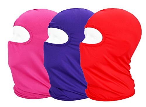 MAYOUTH Sturmhaube, UV-Schutz, Gesichtsmasken für Radfahren, Outdoor-Sport, Vollgesichtsmaske, atmungsaktiv, 3er-Pack (Rot + Rosenrot + Lila, 3er-Pack) von MAYOUTH