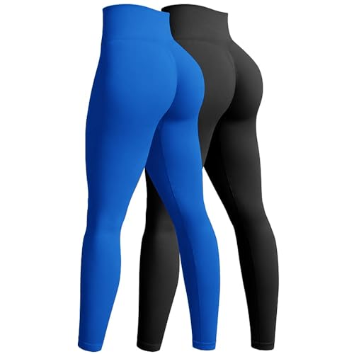Mayround 2er-Pack Sport Leggings Damen Scrunch Butt Leggings Gym High Waist Booty Lifting Leggins Po Push Up Nahtlos Sporthose Lang von MAYROUND