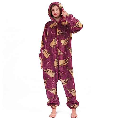 MAYSTEPPE Pyjamas Onesies Erwachsene Jumpsuit Unisex Tiere Halloween Kostüm Kleid Einteiler Schlafanzug Onesie Damen von MAYSTEPPE