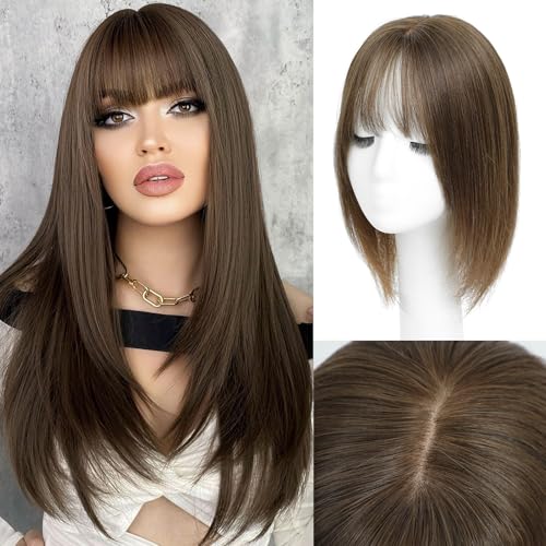 Haaraufsatz für dünner werdendes Haar, Echthaar-Topper für Frauen mit Pony, Echthaar, 30,5 cm, 16,5 x 16,5 cm, große Basisabdeckung, dünner werdendes Haar Haaraufsatz für dünner werdendes Haar, Echthaar-Topper für Frauen mit Pony, Echthaar, 30,5 cm, 16,5 x 16,5 cm, große Basisabdeckung, dünner werdendes Haar von MAYXUBAE