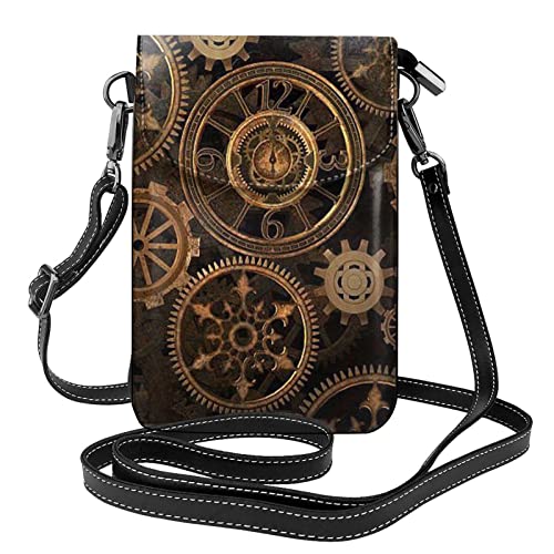 Tower Paris Flap Phone Crossbody Tasche für Damen PU Leder Handy Geldbörse mit verstellbarem Riemen, Gears Clock Bronze Century, Einheitsgröße von MAZBIT