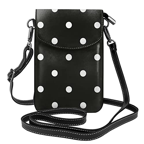 West Indian Manatees Flap Phone Crossbody Tasche für Damen, PU Leder Handytasche mit verstellbarem Riemen, Scwharz und Weiß gepunktet, Einheitsgröße von MAZBIT