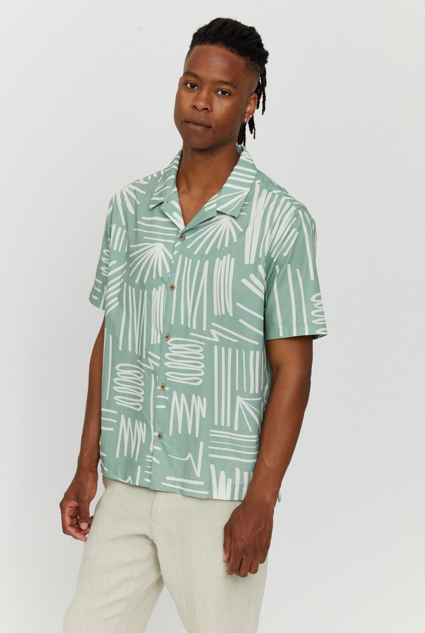 HONOLULU SHIRT | MAZINE | veganes Hemd | cobalt green/pri... M von MAZINE