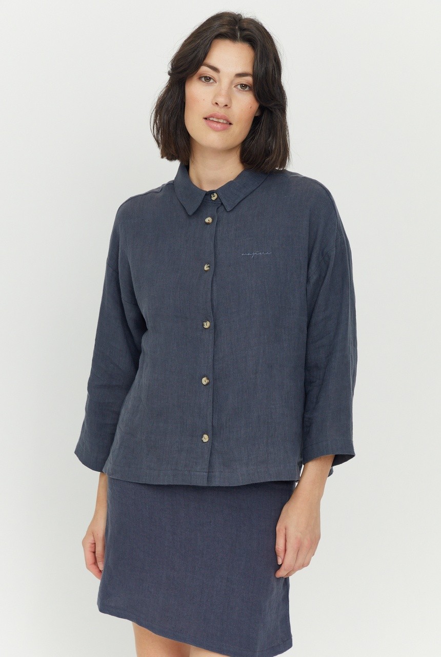 LIA BLOUSE | MAZINE | vegane Bluse | ink blue L von MAZINE