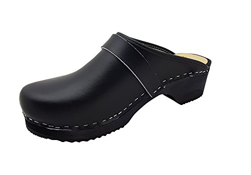 MB Clogs Original Schwedenclogs Gr. 34 – 47, Schwarz I Clogs aus Holz Klotschen Holz Pantoletten Herren Damen Holzschuhe Klogs Schweden Schuhe I Clogs Holzsohle Gartenschuhe Holzabsatz von MB Clogs