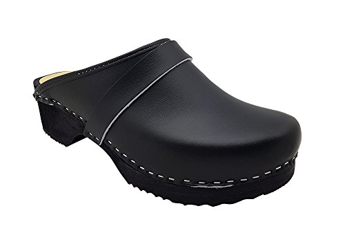 MB Clogs Original Schwedenclogs Gr. 34 – 47, Schwarz I Clogs aus Holz Klotschen Holz Pantoletten Herren Damen Holzschuhe Klogs Schweden Schuhe I Clogs Holzsohle Gartenschuhe Holzabsatz von MB Clogs