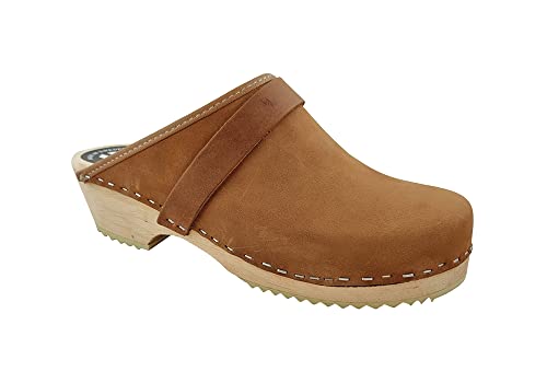 MB Clogs, Damenclogs Nubukleder Cognac von MB Clogs
