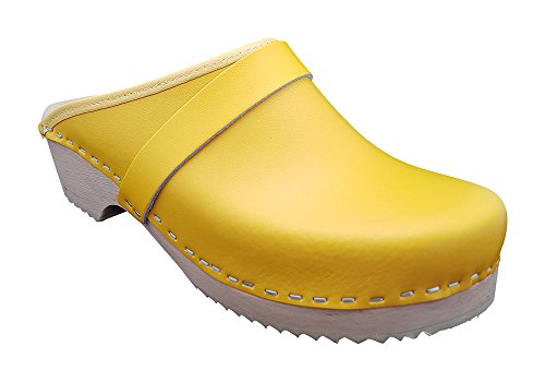 MB Clogs Original Schwedenclogs Gr. 34 – 42, Gelb I Clogs aus Holz Klotschen Holz Pantoletten Herren Damen Holzschuhe Klogs Schweden Schuhe I Clogs Holzsohle Gartenschuhe Holzabsatz von MB Clogs