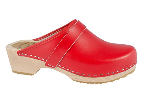 MB Clogs Original Schwedenclogs Gr. 34 – 43, Rot I Clogs aus Holz Klotschen Holz Pantoletten Herren Damen Holzschuhe Klogs Schweden Schuhe I Clogs Holzsohle Gartenschuhe Holzabsatz von MB Clogs