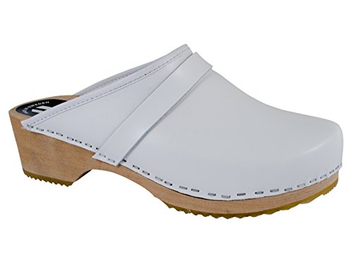 MB Clogs Original Schwedenclogs Gr. 34 – 46, Weiß I Clogs aus Holz Klotschen Holz Pantoletten Herren Damen Holzschuhe Klogs Schweden Schuhe I Clogs Holzsohle Gartenschuhe Holzabsatz von MB Clogs