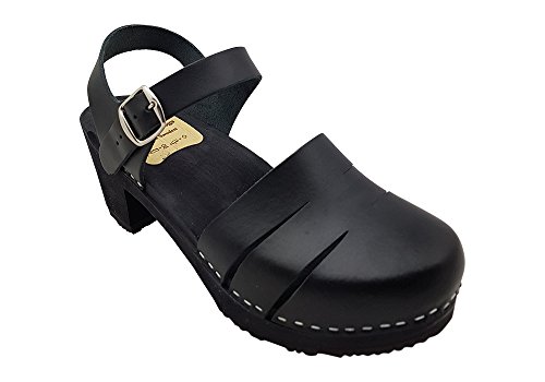 MB Clogs Original Schwedenclogs Holzclogs Damenclogs Sandalette Fettleder schwarz von MB Clogs