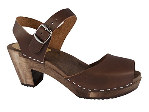 MB Clogs Original Schwedenclogs Damenclogs, Sandalette, Fettleder Braun von MB Clogs