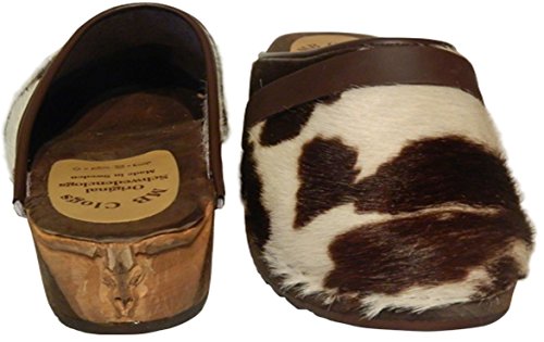 Original Schwedenclogs Damenclogs Herrenclogs Gartenclogs Freizeitclogs Design Fellclogs Weiß Braun(white/brown) mit eingeschnitztem Stier Clogs Gr.34-46 von MB Clogs