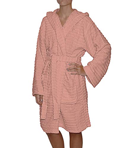 MB HOME BASIC Bademantel Sally, LINES, L/XL, Pfirsich von MB HOME BASIC