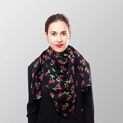 MB-Mueller Bandana Multifunktionstuch Kopftuch Rockabella Schwarzes Cherrys Halstuch von MB-Mueller