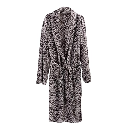 Bademantel Unisex Microfaser Saunamantel Morgen Supersoft Fleece Cashmere Touch Mantel Damen & Herren viele Farben und Größen (DE/NL/SE/PL, Alphanumerisch, L, XL, Regular, Regular, Schneeleopard) von MB Warenhandel24