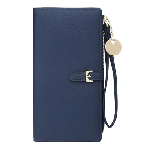 MBACODAI 2020 Frauen Geldbörsen Kostenloser Name Gravur Mode Lange Top Qualität Dünne Weibliche Geldbörse Karte Halter Gelb Marke Brieftasche for Frauen (Color : Blau) von MBACODAI