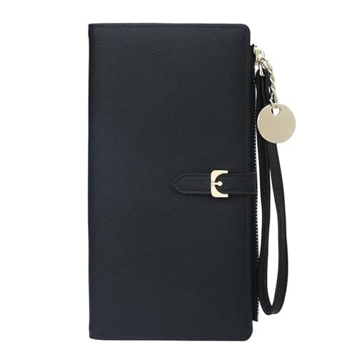 MBACODAI 2020 Frauen Geldbörsen Kostenloser Name Gravur Mode Lange Top Qualität Dünne Weibliche Geldbörse Karte Halter Gelb Marke Brieftasche for Frauen (Color : Schwarz) von MBACODAI