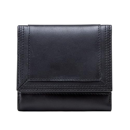 MBACODAI Damen-Geldbörse aus Leder, Münzfach, Mädchen-Geldbörse, Kartenhalter, weibliche Geldtasche, klein (Color : Schwarz) von MBACODAI