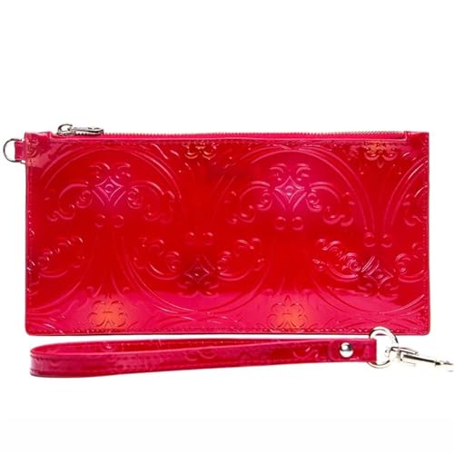 MBACODAI Damen-Geldbörsen, Kartenhalter, weiblich, Lange Mode-Leder-Geldbörse, Geldbörse, Damen-Clutch (Color : Rot) von MBACODAI